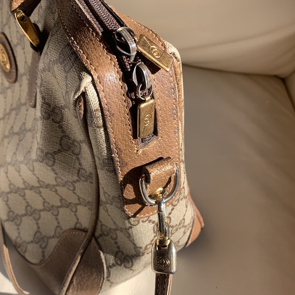 Auth GUCCI Old GG Supreme Boston bag handbag Hardware gold - Picture 4 of 10